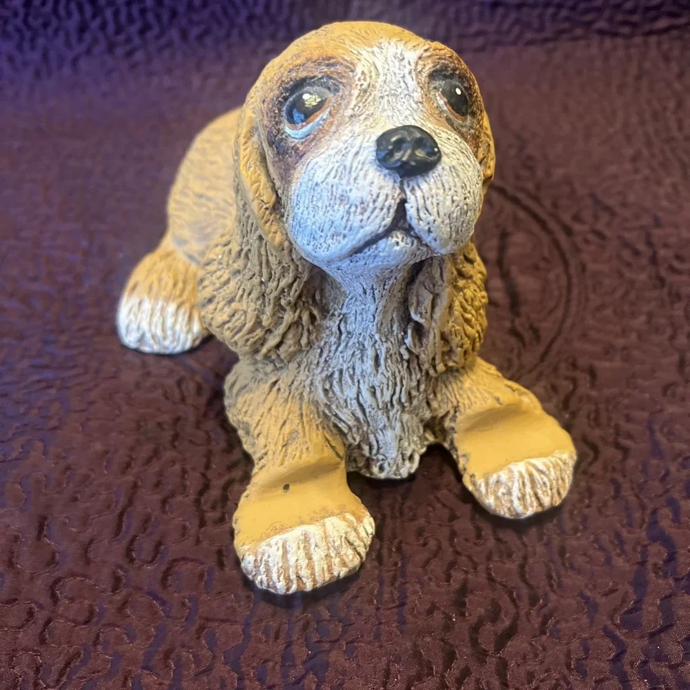 Vintage Cocker Spaniel Dog Puppy Figurine Resin Statue Business Card Holder 9